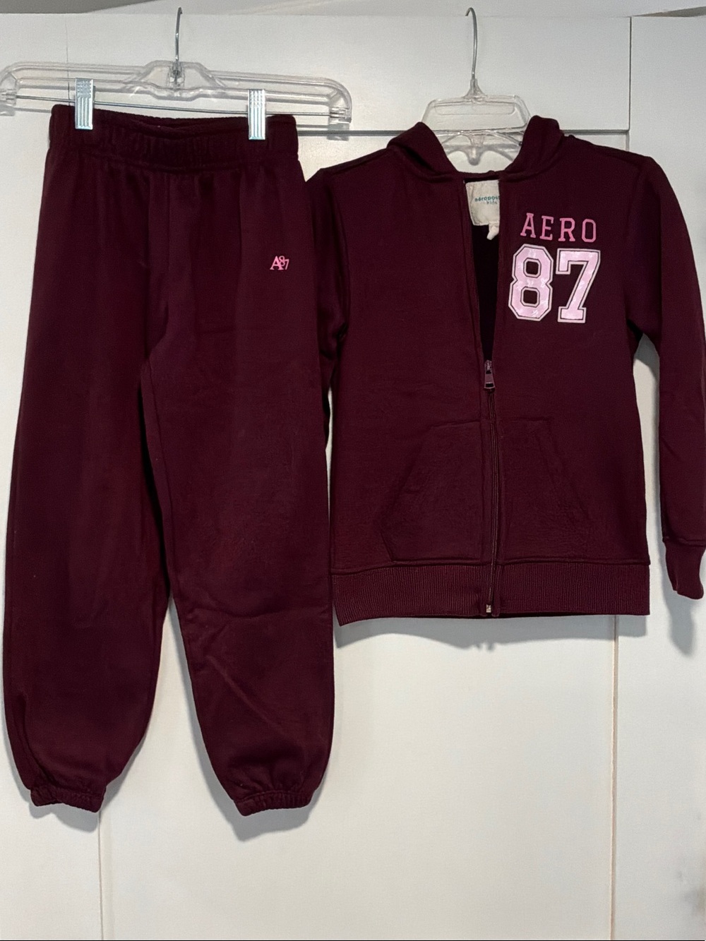 Aeropostale Kids Maroon Zip Hoodie & Joggers Set